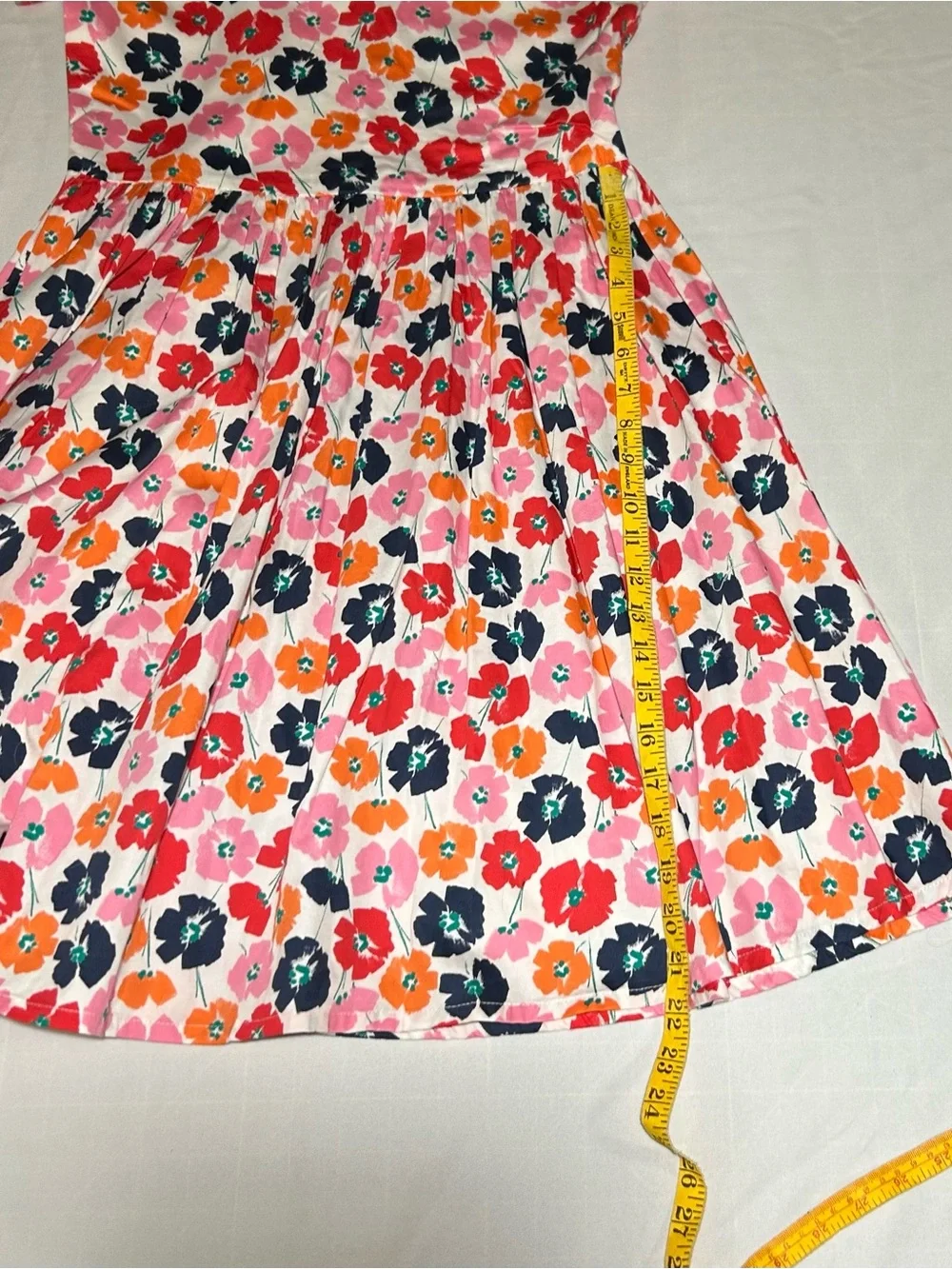 Lands' End Girls 14 Peony Flower Short Sleeve Fit & Flare Classic Cotton Dress